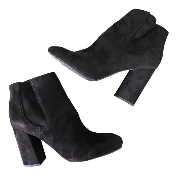 Marc Fisher Shoes - Marc Fisher Womens Gemi Booties Size 9.5 Black Faux Suede Heeled Side Zip Ankle